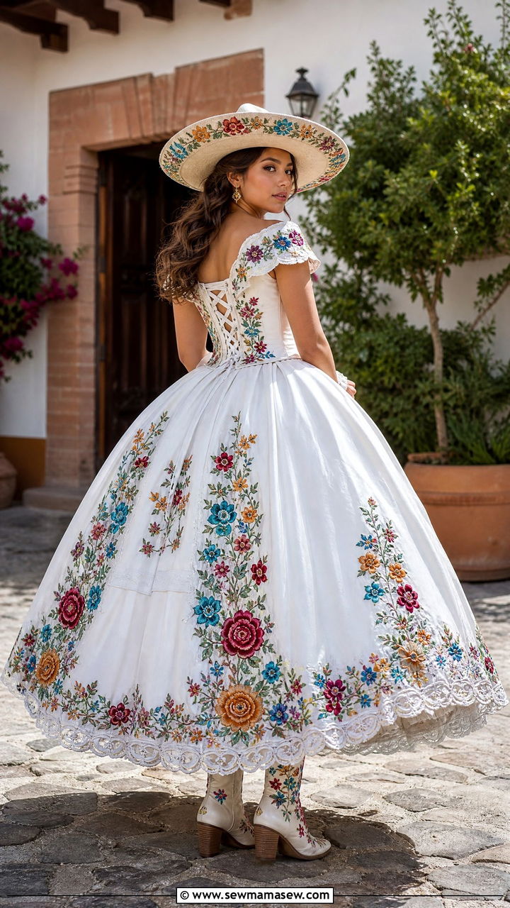 Charro quinceanera dress with embroidered boots - 25 Quinceanera outfit ideas