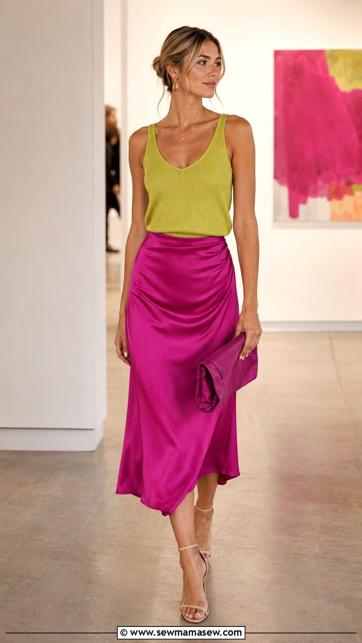 Chartreuse and Magenta Outfit - 20 spring unexpected color pairing outfit ideas