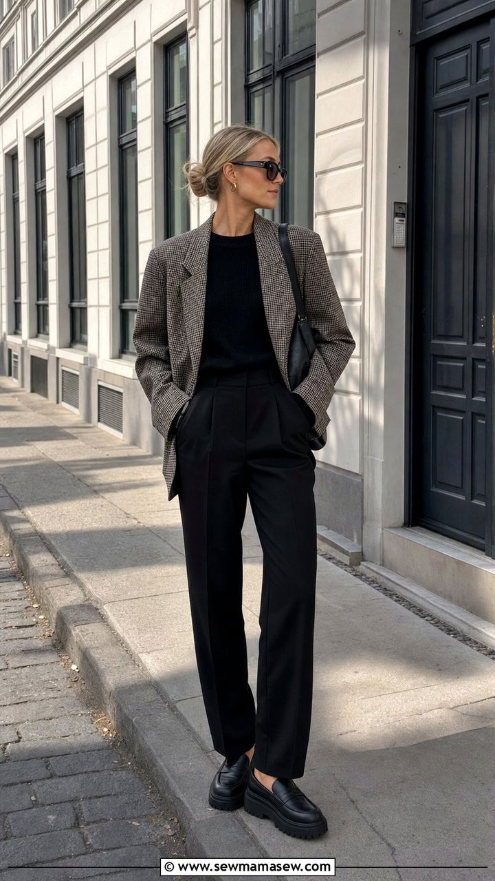 Check Print Blazer Outfit - 25 Copenhagen outfits aesthetic