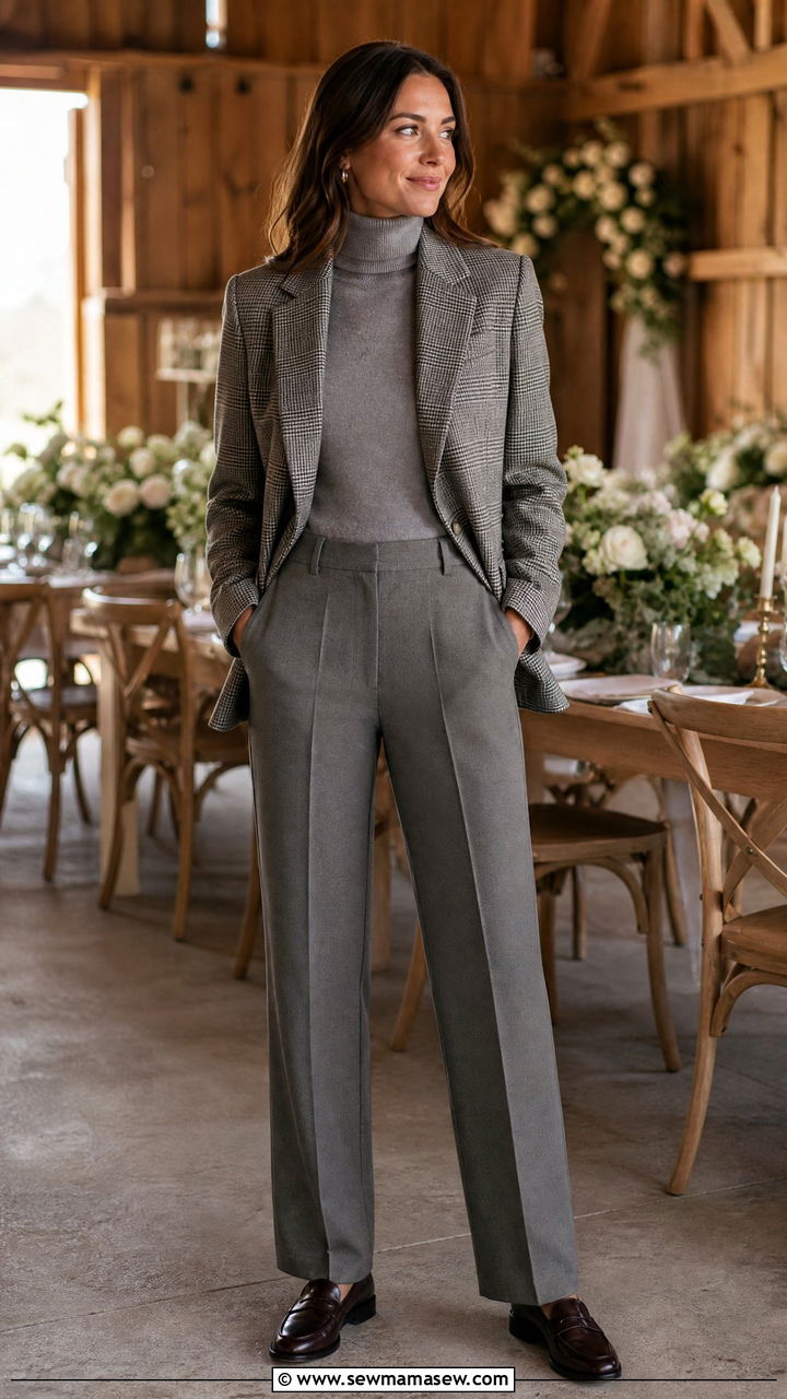 Check blazer with tonal straight leg trousers - 25 How to style a blazer for a wedding