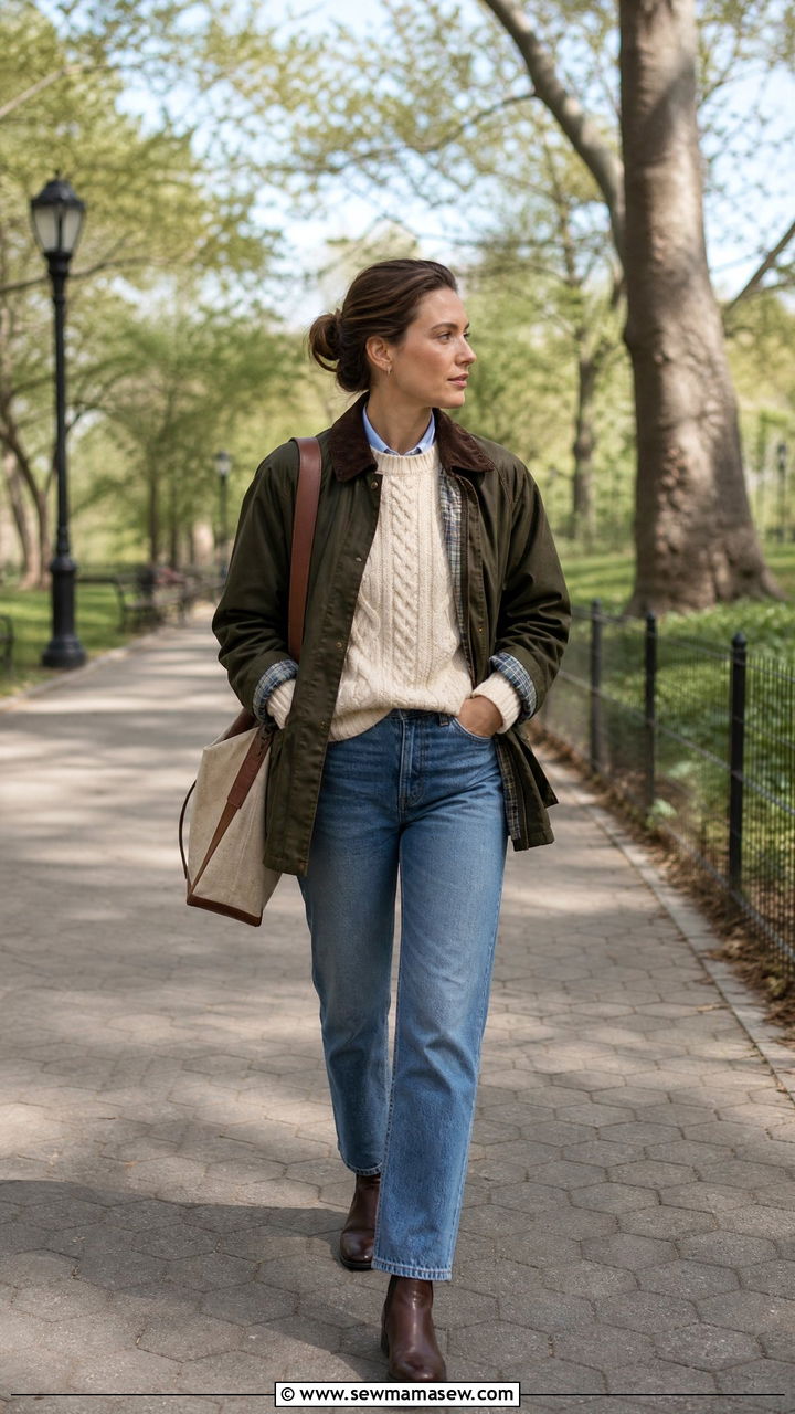 Chelsea Boots Outfit With Straight Leg Jeans And Barn Jacket - 25 Old money outfit ideas equestrian