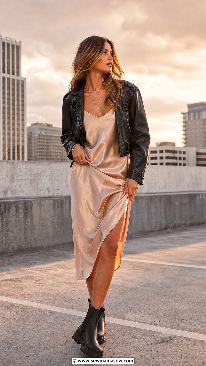 Chelsea Boots With A Slip Dress And Leather Jacket - 25 How to style chelsea boots