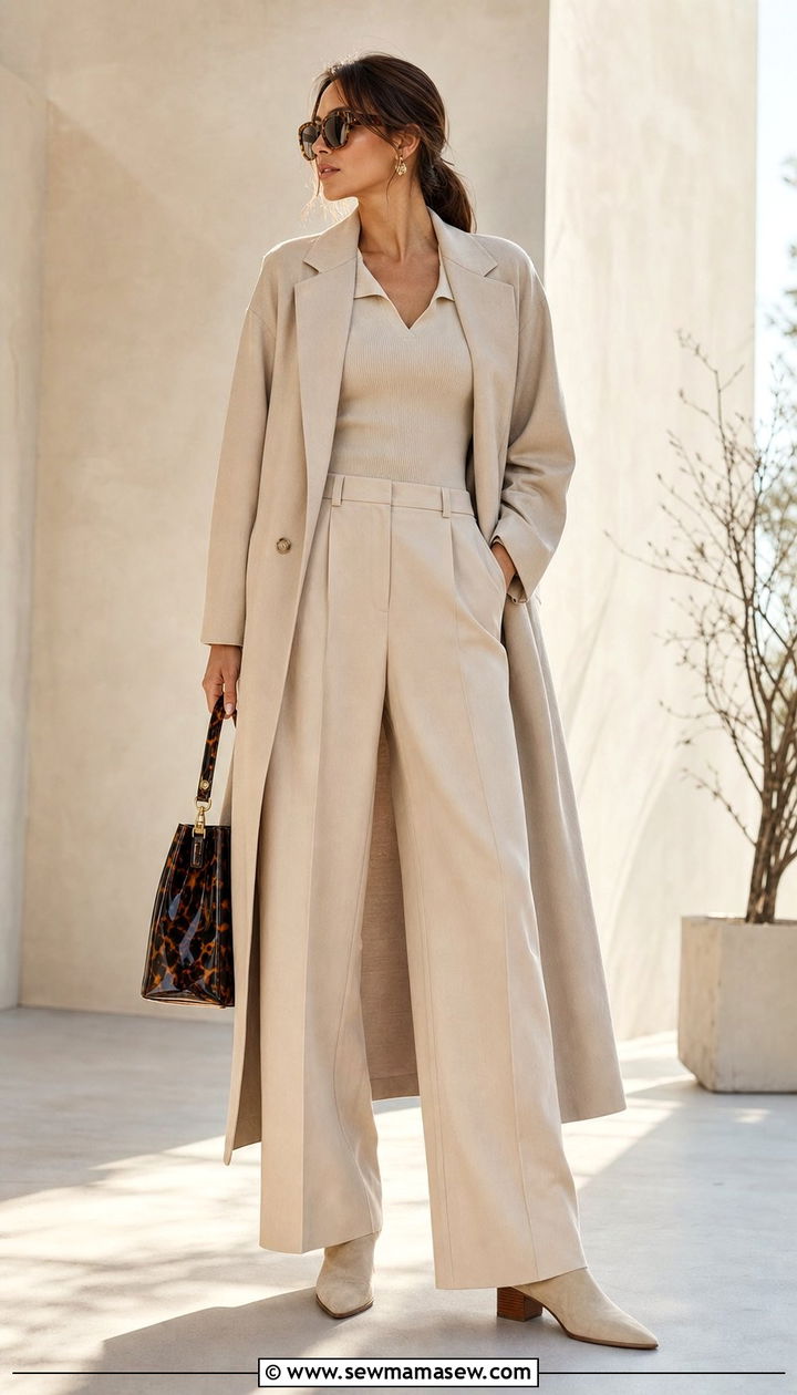 Chelsea Boots With Monochrome Beige Ensemble - 25 Spring outfits with chelsea boots