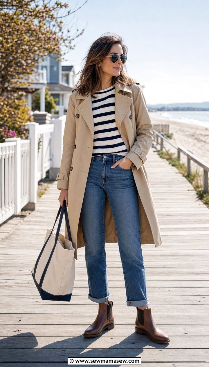 Chelsea Boots With StraightLeg Jeans And Nautical Stripe - 25 Spring outfits with chelsea boots