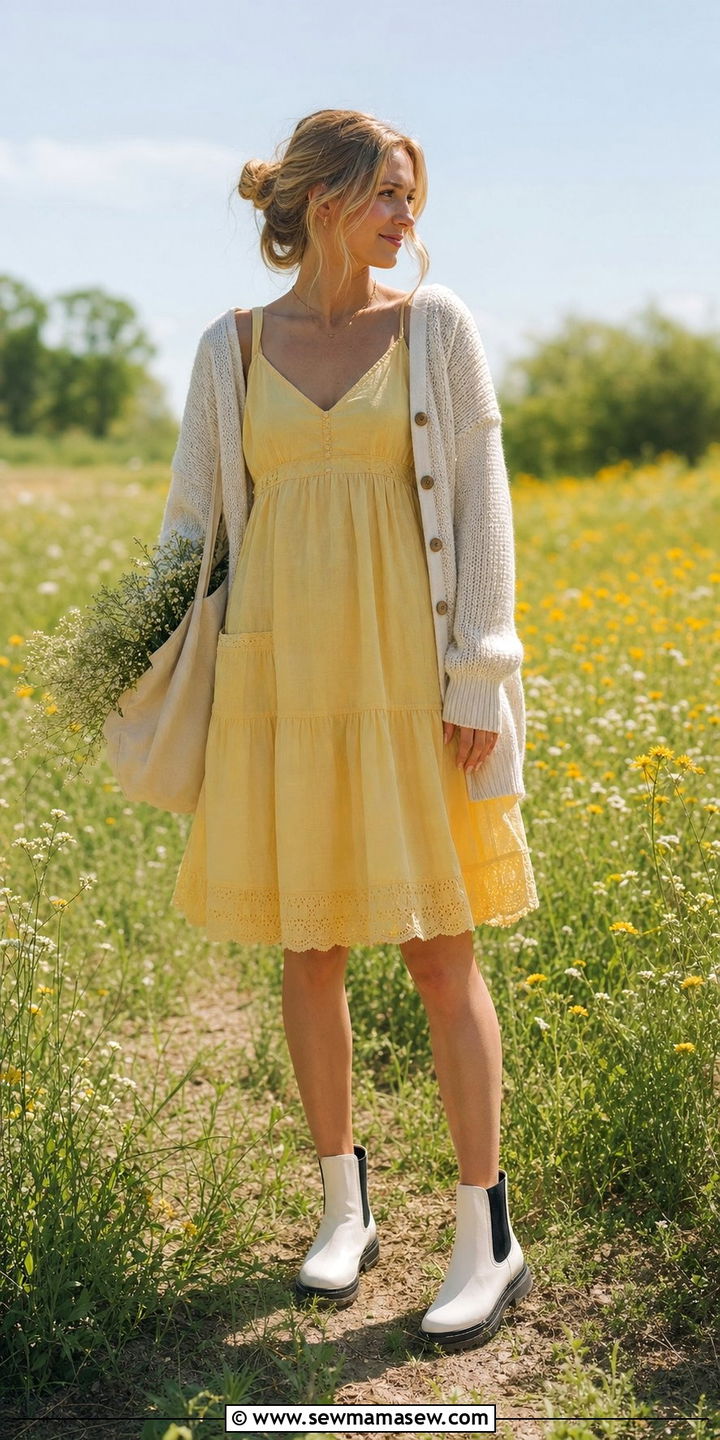 Chelsea Boots With Yellow Sundress - 25 Spring outfits with chelsea boots