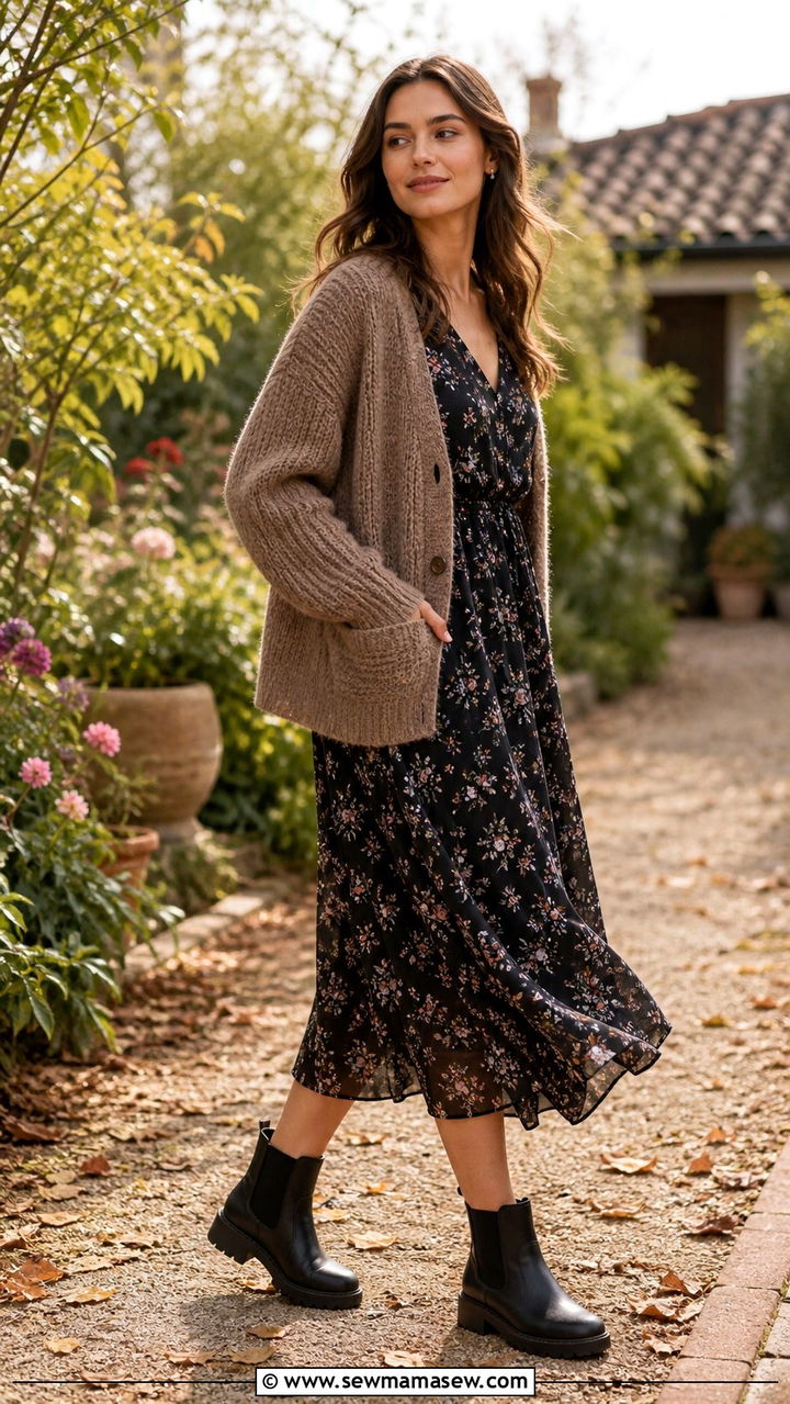 Chelsea boots with a mini skirt and tights - 40 Chelsea boots outfit ideas