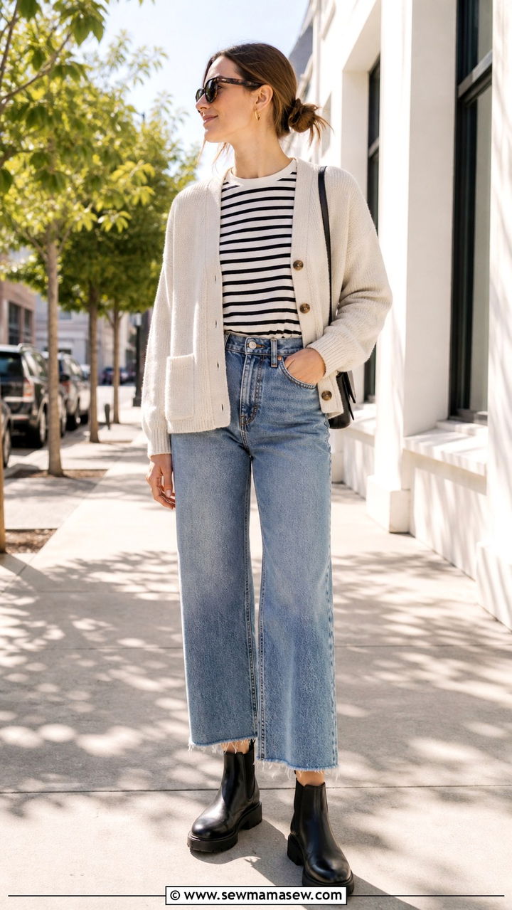 Chelsea boots with cropped wide leg jeans - 40 Chelsea boots outfit ideas