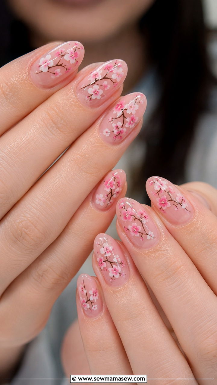 Cherry Blossom Gel Nails - 50 gel polish