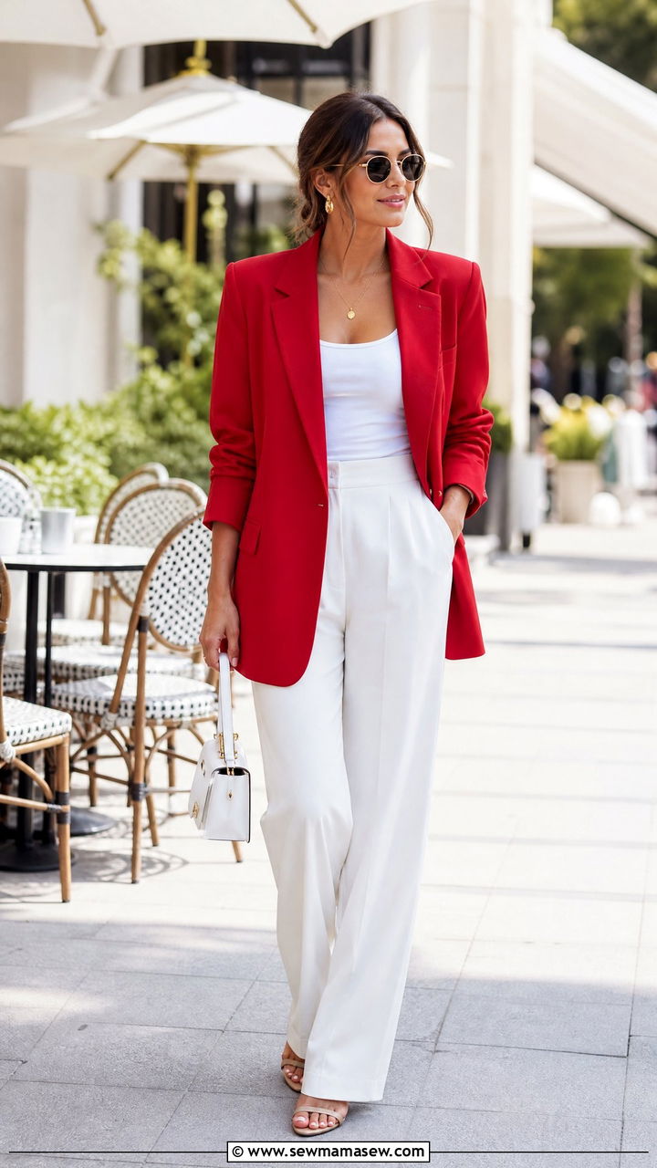Cherry Red Blazer With White Pants - 25 Cherry red outfit ideas 2026
