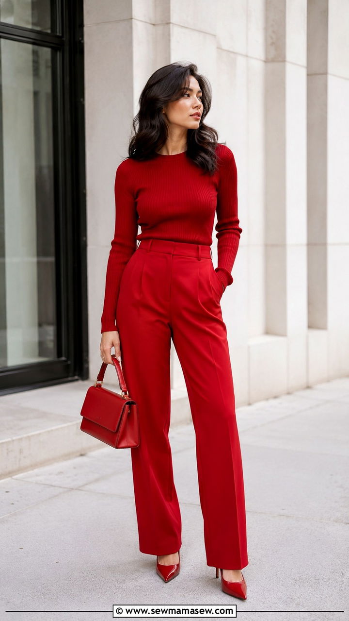 Cherry Red Monochrome Look - 30 Bold color outfit ideas