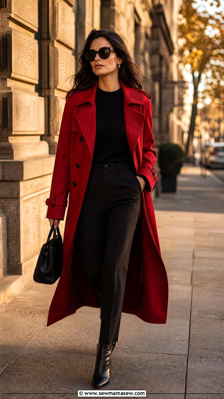 Cherry Red Trench Coat - 25 Cherry red outfit ideas 2026