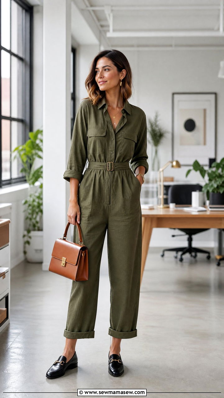 Chic Belted Jumpsuit Outfit With Loafers - 25 chic jumpsuit outfit ideas