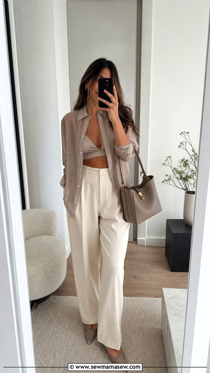 Chic Bralette and Sheer Button Down Outfit 2026 - 25 spring summer 2026 outfits casual