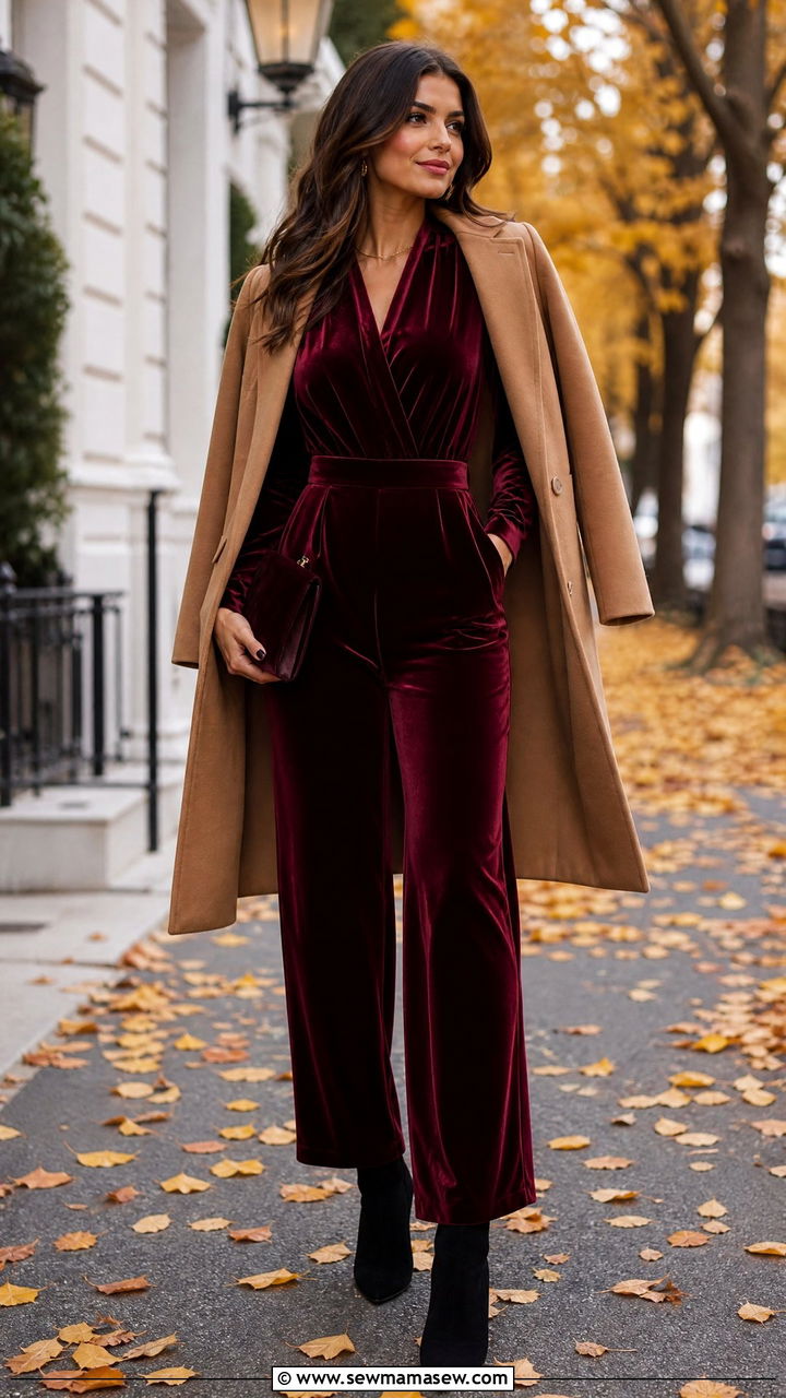 Chic Velvet Jumpsuit Outfit For Fall - 25 chic jumpsuit outfit ideas