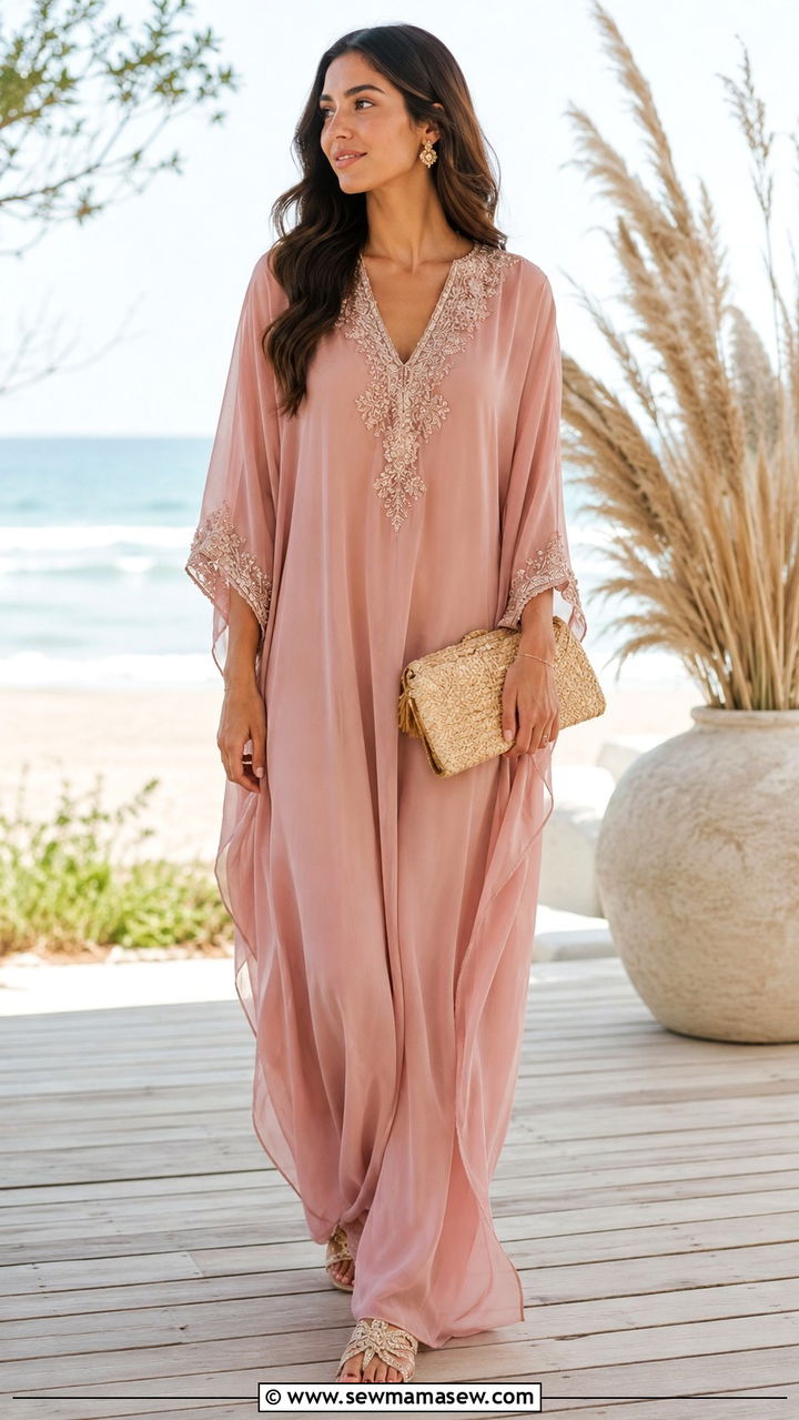 Chiffon Kaftan Wedding Guest Outfit - 30 modest wedding guest outfit ideas