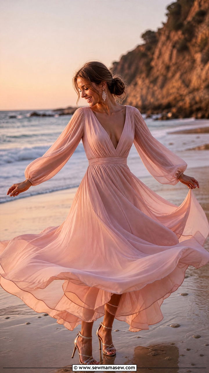 Chiffon Maxi Dress Engagement Photos - 30 Engagement session outfit ideas