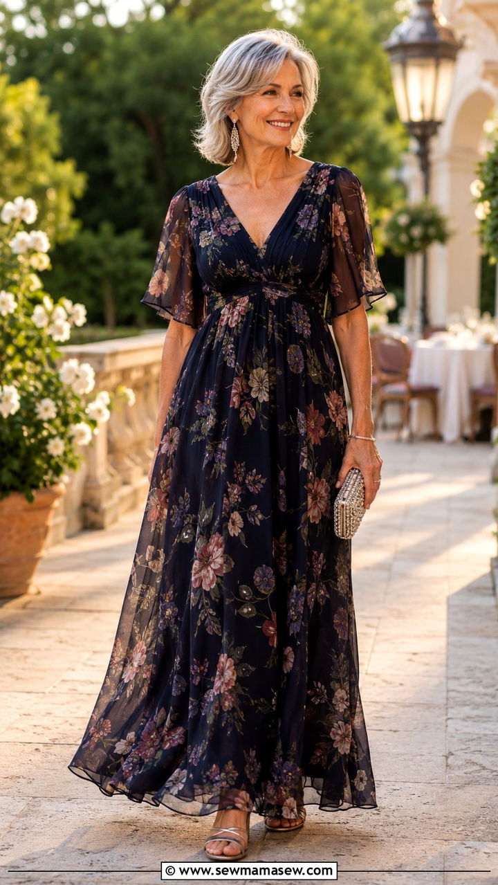 Chiffon Maxi Dress Party Look Over 50 - 30 Party outfits for women over 50