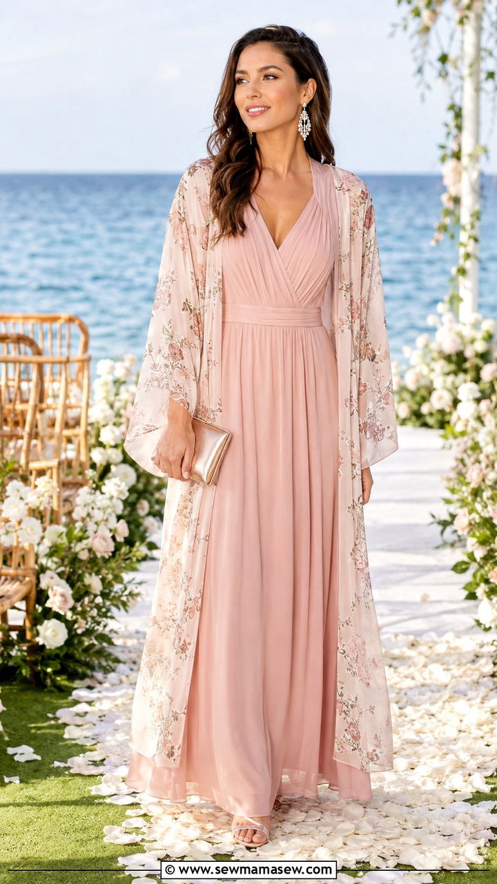 Chiffon Maxi Dress With Kimono For Wedding Guest - 30 Maxi dress with a kimono outfit ideas