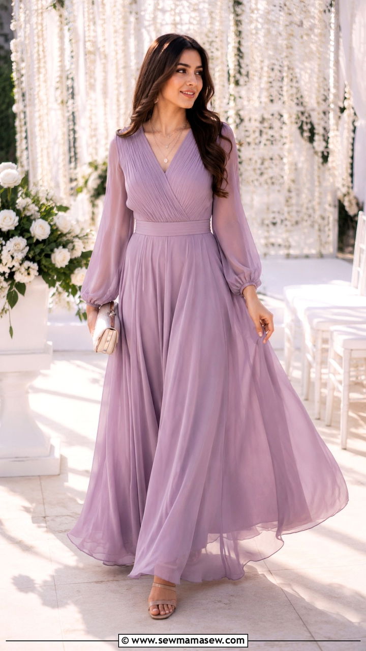 Chiffon Maxi Dress for Nikkah Wedding - 25 Wedding guest outfit ideas Nikkah ceremony