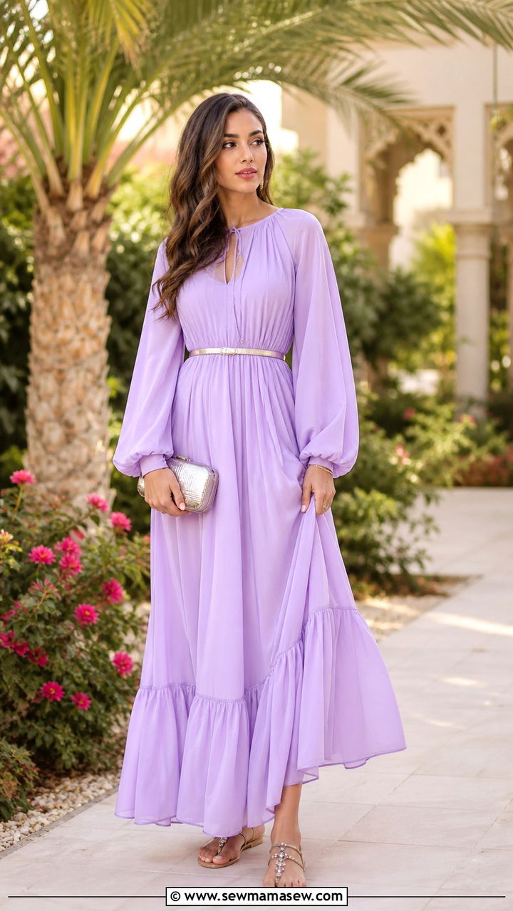 Chiffon Maxi Dress with a Belt - 40 What to wear in Dubai