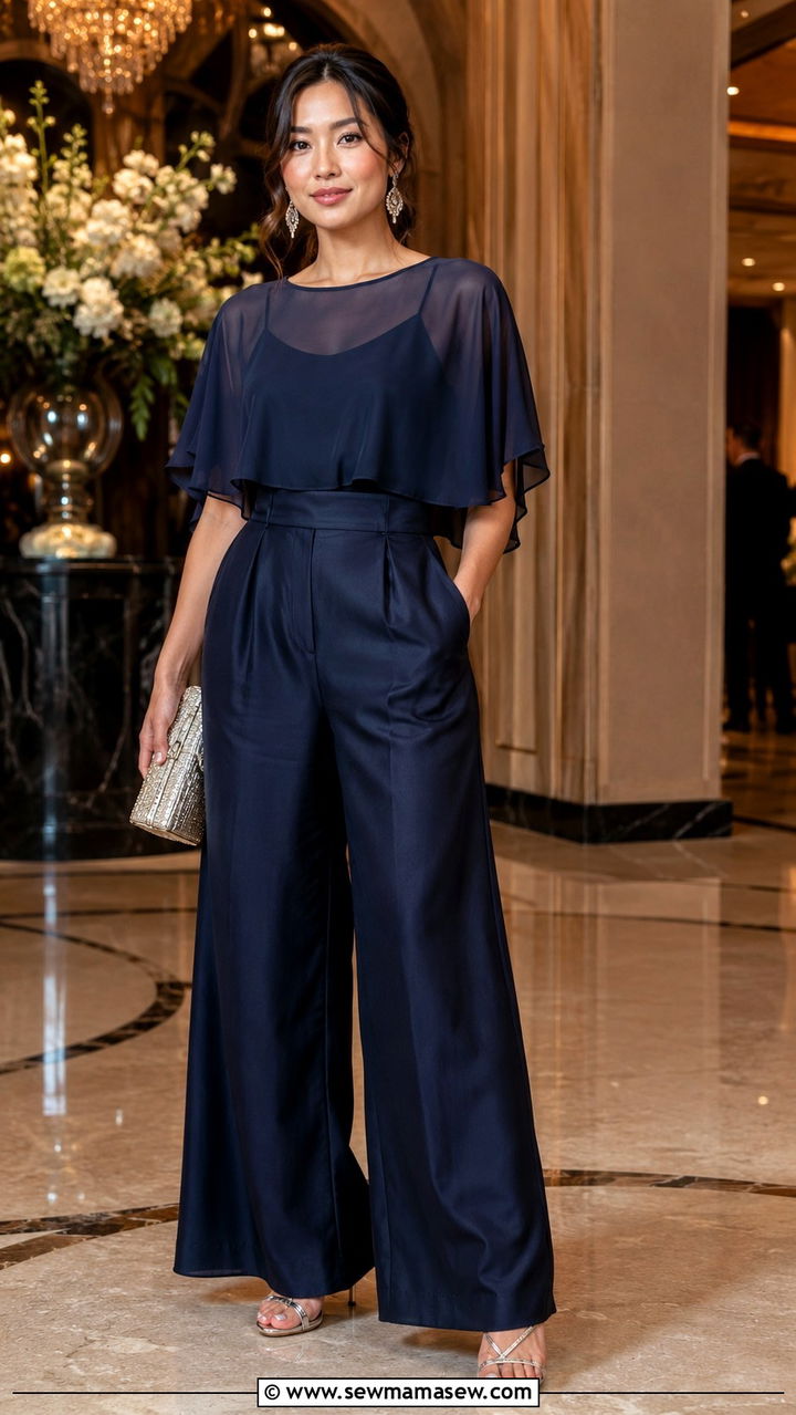 Chiffon Overlay Top and Palazzo Pants Formal Petite - 25 Petite outfit ideas with wide leg pants