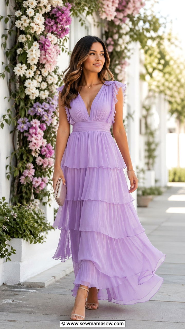 Chiffon Tiered Dress Spring Wedding Guest - 40 what to wear to a wedding guest