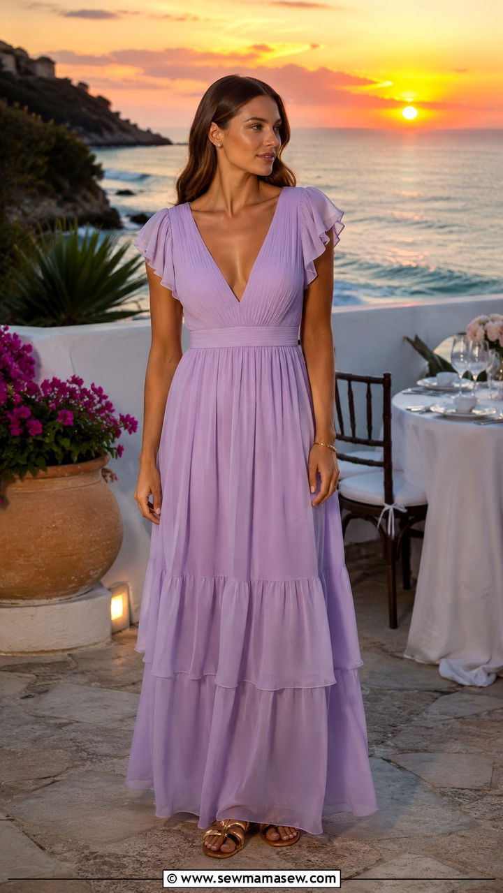 Chiffon maxi dress with minimal sandals - 30 classy resort outfits