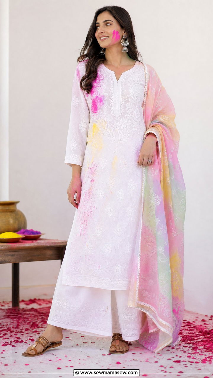 Chikankari Kurta Set Holi Outfit - 25 Holi outfit ideas