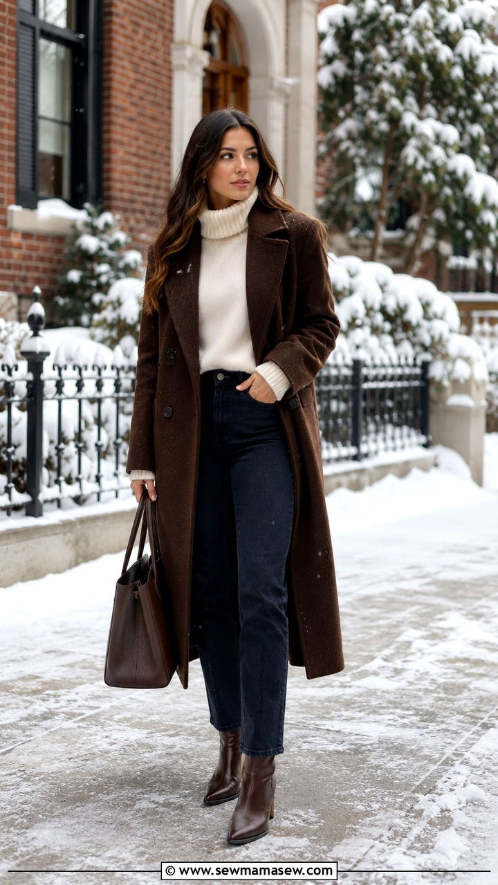 Chocolate Brown Coat Outfit for Winter - 30 Chocolate brown outfit ideas