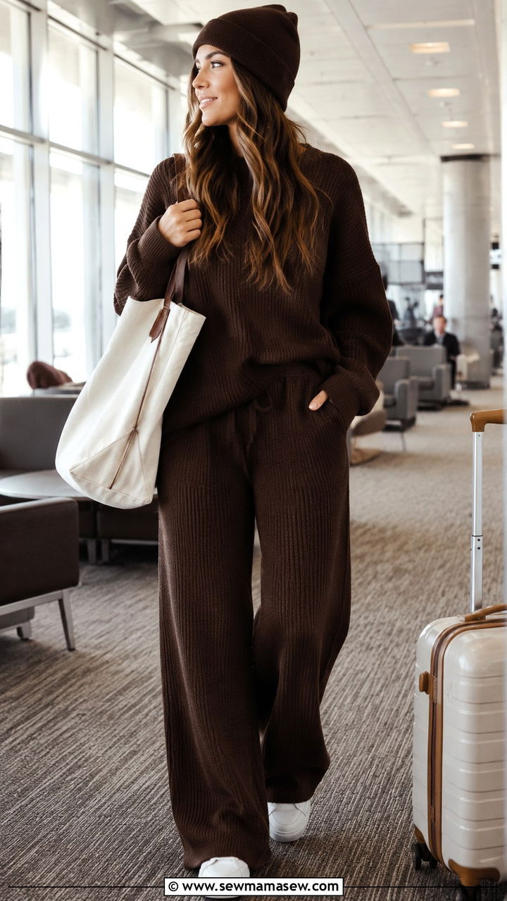 Chocolate Brown Knit Lounge Set Outfit - 30 Chocolate brown outfit ideas