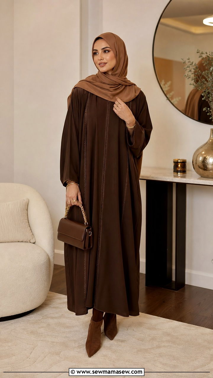 Chocolate Brown Monochrome Abaya Look - 40 Eid outfit ideas for women