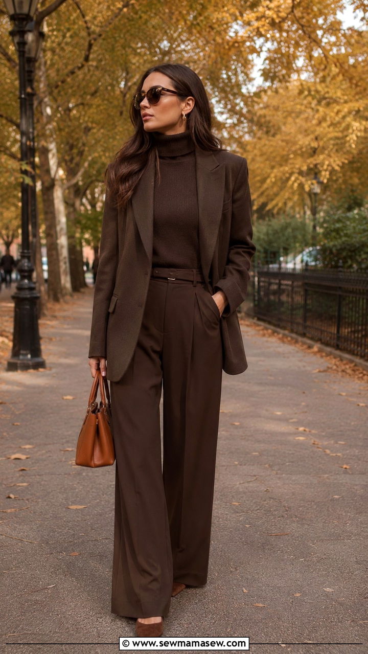 Chocolate Brown Monochrome Outfit - 20 elegant outfits to copy