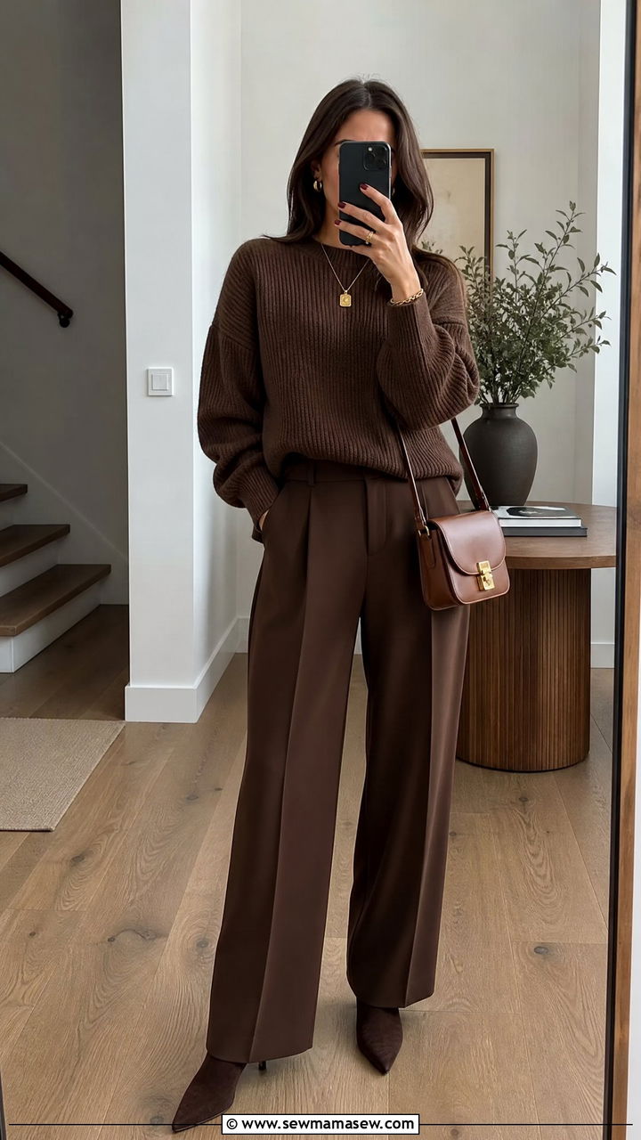 Chocolate Brown Monochrome Outfit - 30 Fashion trends 2026 outfits