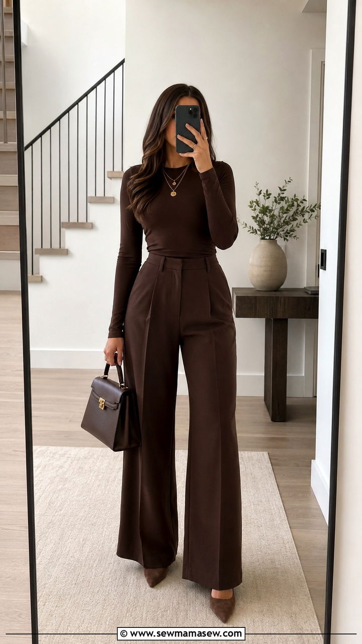 Chocolate Brown Monochrome Outfit - 30 Warm tone outfit ideas