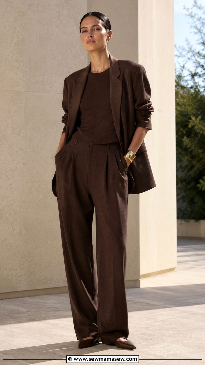Chocolate Brown Monochrome Suit Spring 2026 - 30 Spring quiet luxury outfits 2026