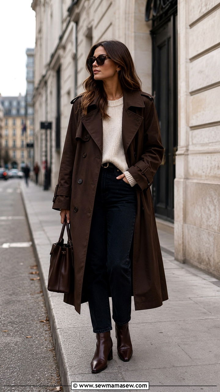 Chocolate Brown Trench Coat Outfit - 30 Chocolate brown outfit ideas