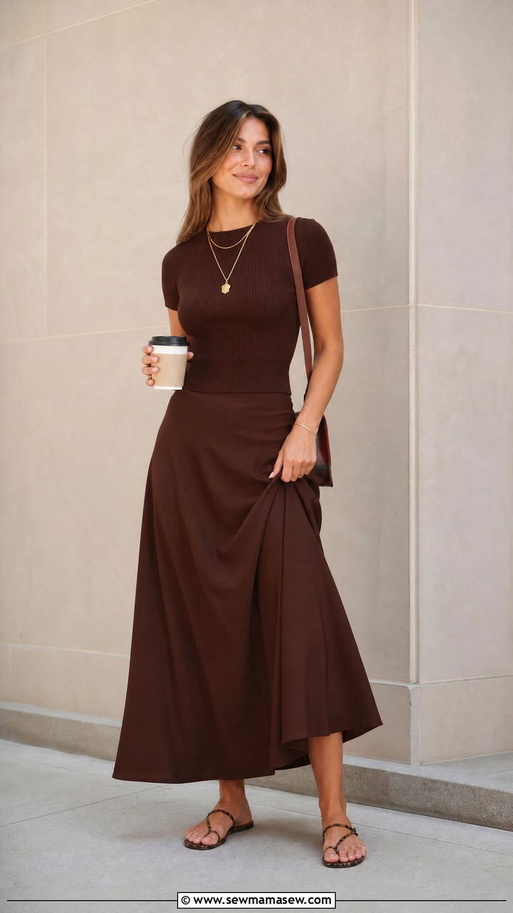 Chocolate Brown Two Piece Spring Set - 30 Confident spring outfit ideas