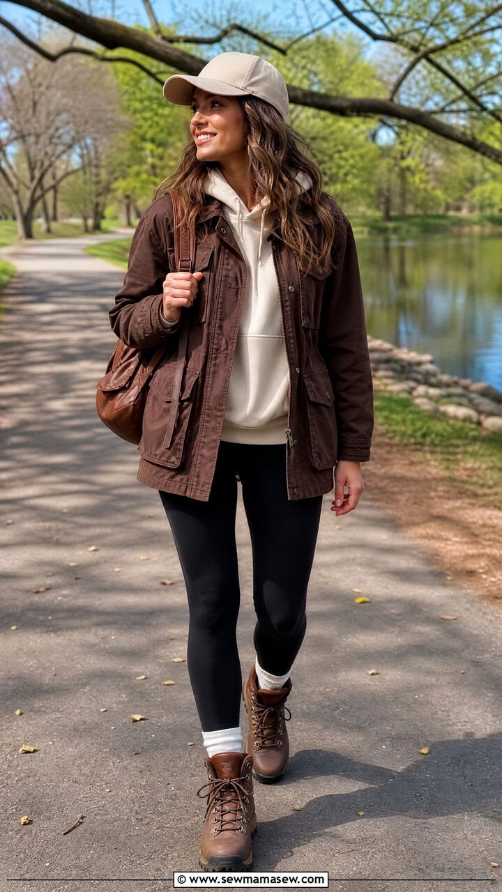 Chocolate Brown Utility Jacket with Leggings - 25 Chocolate brown outfit ideas 2026
