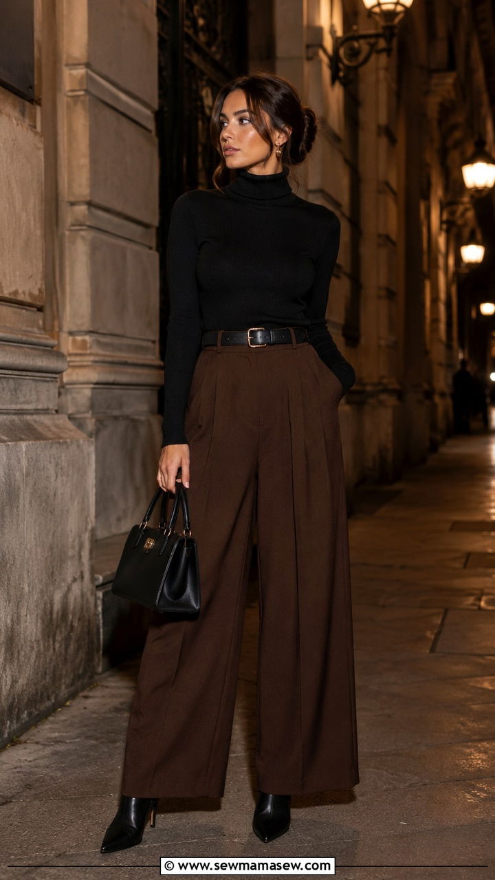 Chocolate Brown and Black Outfit - 30 Chocolate brown outfit ideas