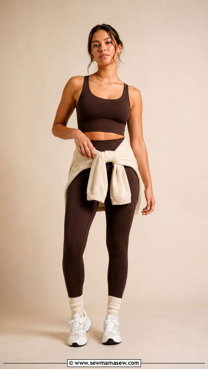 Chocolate brown matching set - 25 Pilates girl outfit ideas