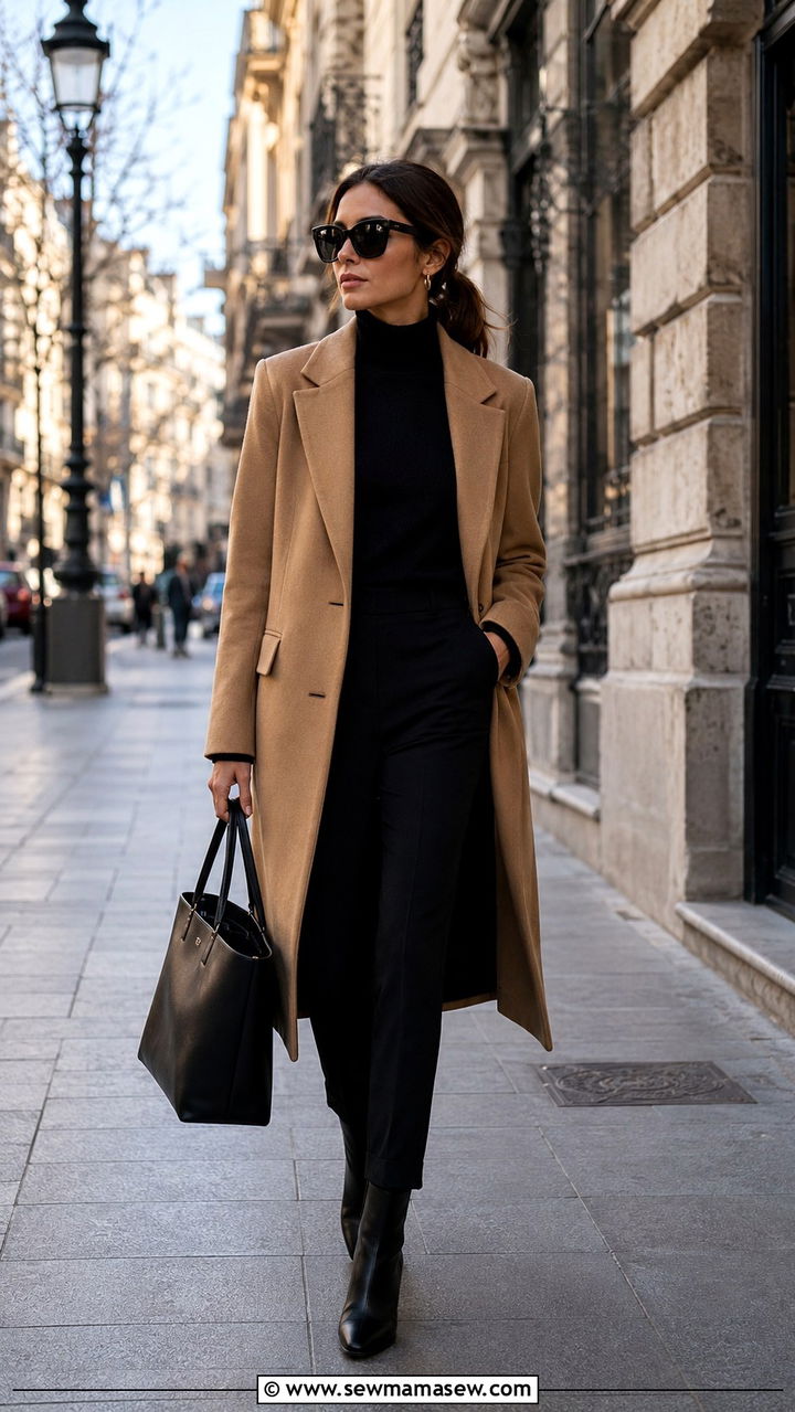 Chocolate leather blazer and cream trousers outfit - 30 quiet luxury outfits to copy