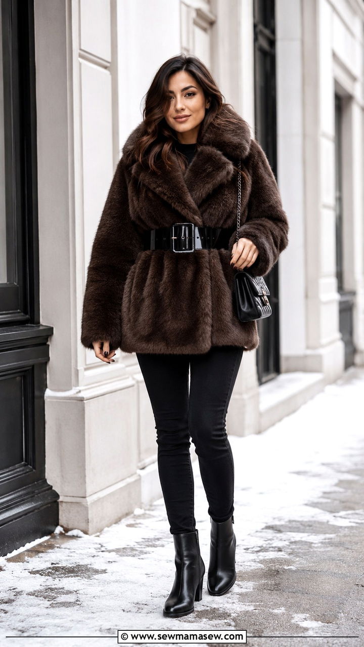 Chunky Belt Over Faux Fur Coat - 20 Chunky belt outfit ideas 2026