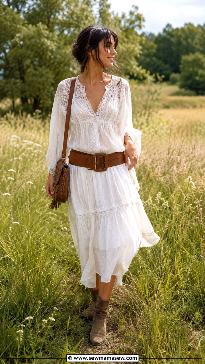 Chunky Belt With Flowy Dress - 20 Chunky belt outfit ideas 2026