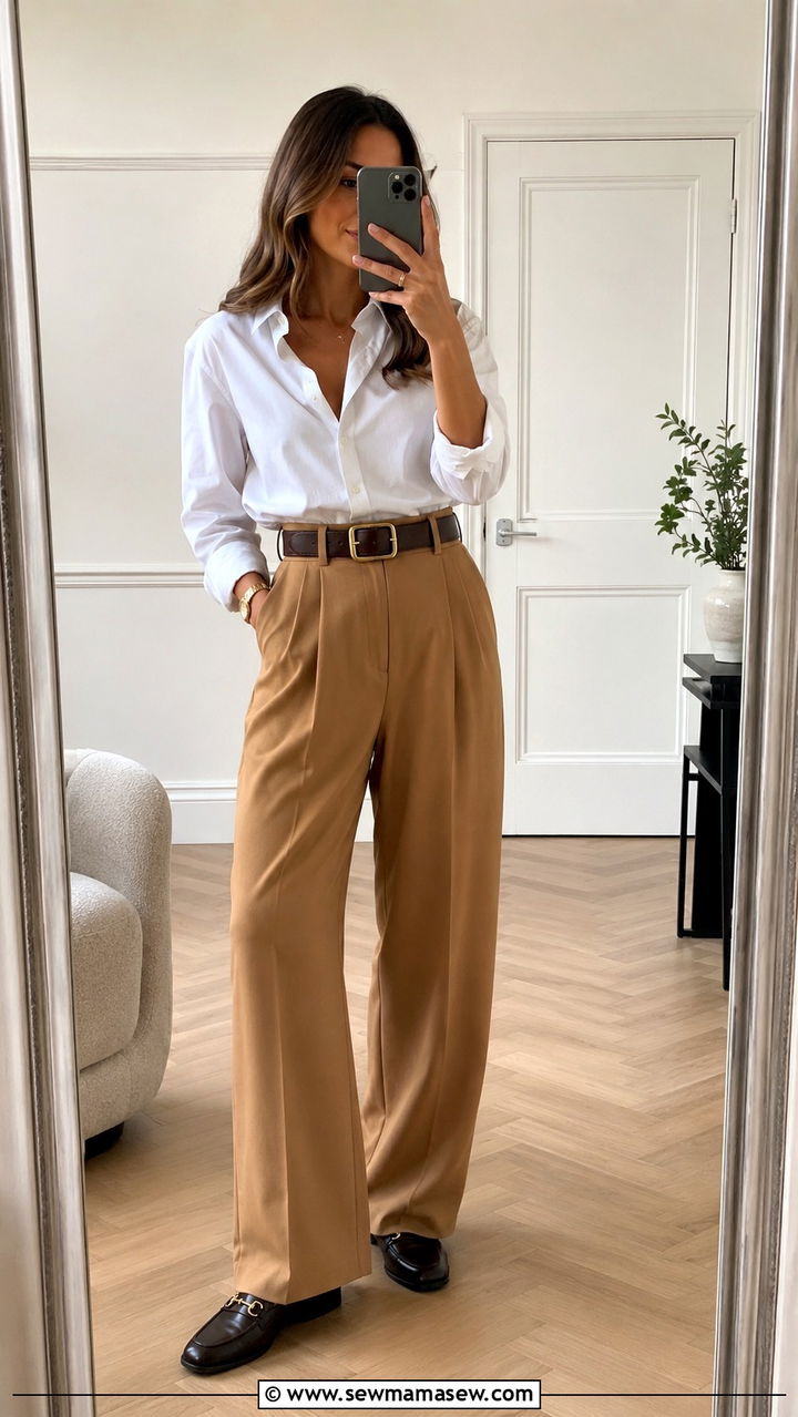 Chunky Belt With High Waisted Trousers - 20 Chunky belt outfit ideas 2026