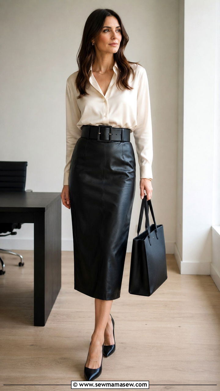 Chunky Belt With Leather Skirt - 20 Chunky belt outfit ideas 2026