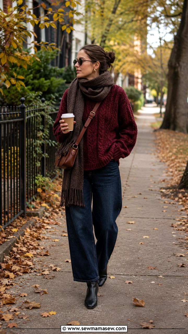 Chunky Cable Knit Sweater With Barrel Leg Jeans and Ankle Boots - 25 2026 outfits casual