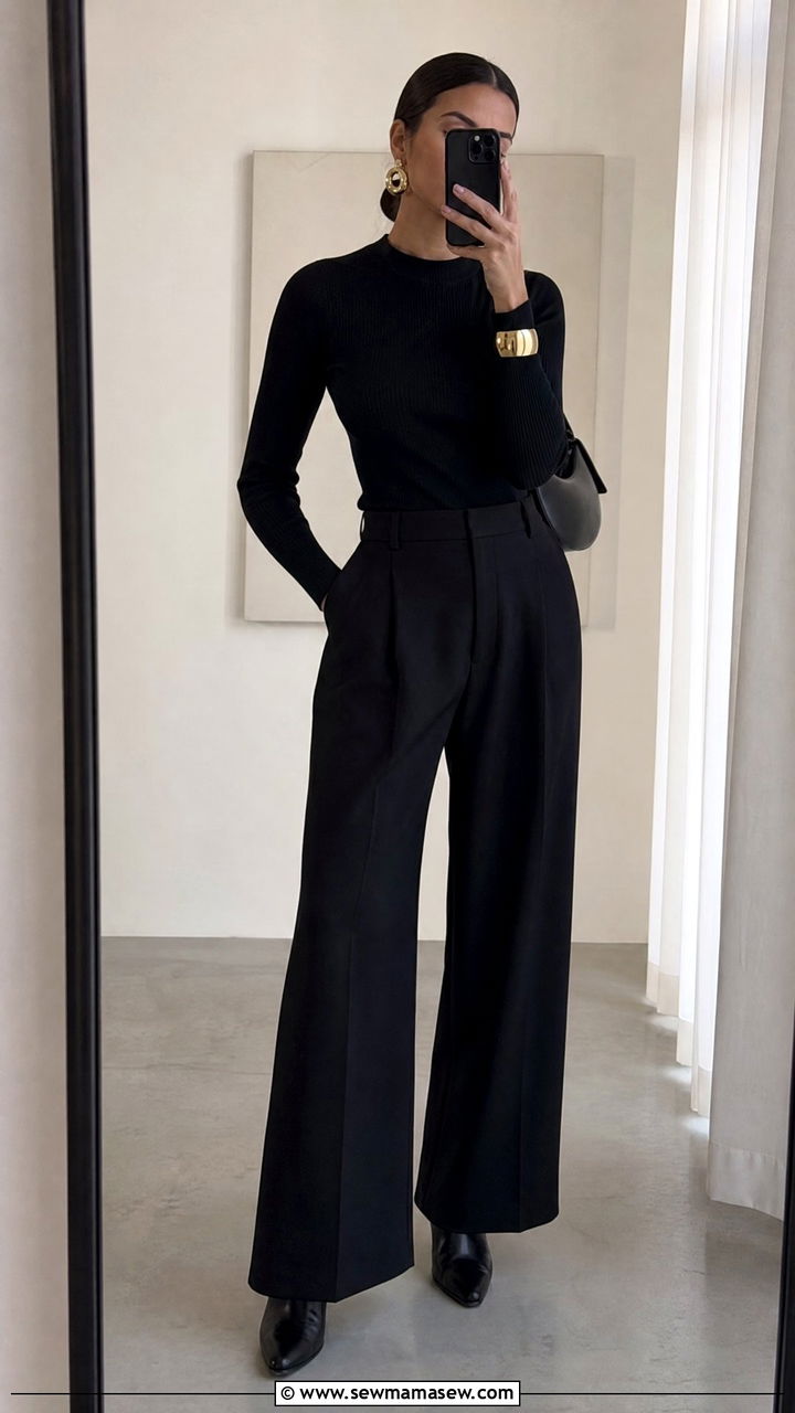 Chunky Gold Jewelry With Monochrome Black Outfit - 30 glamoratti outfits