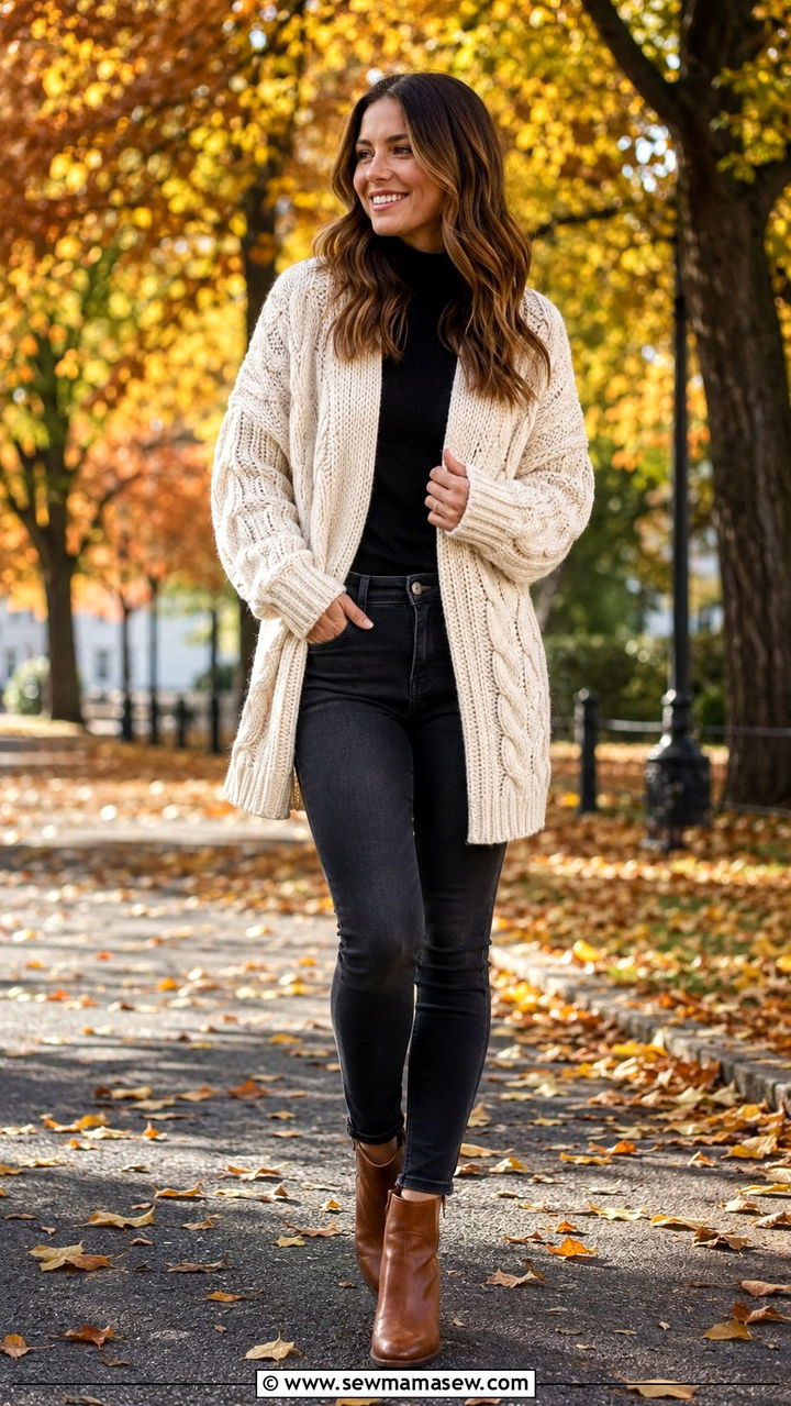Chunky Knit Cardigan With Skinny Jeans - 30 how to style cardigan