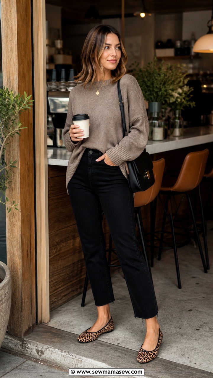 Chunky Knit Sweater With Black Jeans and Tall Boots - 40 casual black jeans outfits
