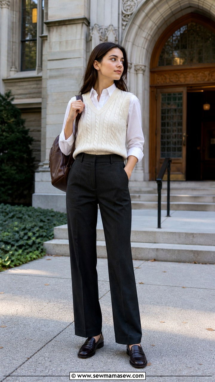 Chunky Knit With Wide Leg Pants College - 40 College outfit ideas